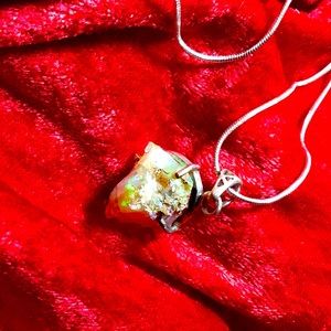 Beautiful free form opal silver necklace.